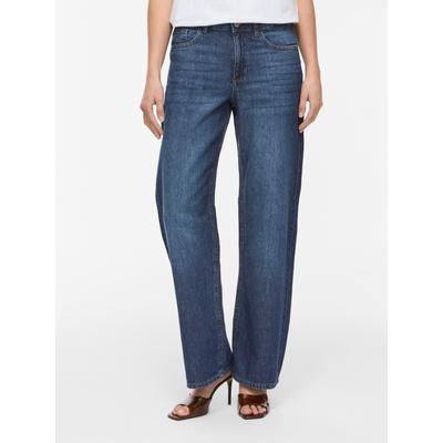 Weite Jeans VILA "VIPALMA RW WIDE JEANS DBD PAL20-NOOS", Damen, Gr. 36, Länge 32, blau (dunkelblau denim), Denim/Jeans, Obermaterial: 100% Baumwolle, unifarben, lang, Jeans, Baumwolle, regular waist, wide fit