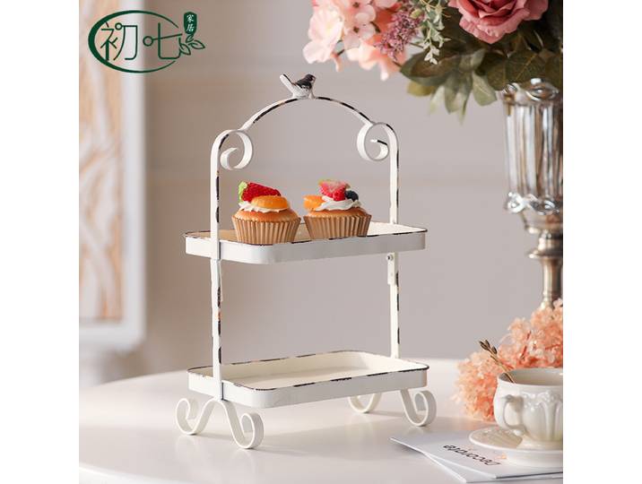 Plateau à fruits de luxe léger français, ornement rétro en fer forgé, accessoires de photographie, support de rangement multicouche