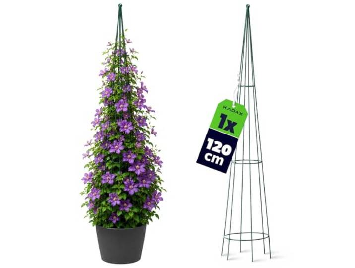 KADAX Tuteur ŕ Colonne Autonome pour Jardin\, Roses\, Plantes grimpantes\, Plantes grimpantes\, tuteur en Acier\, Aide ŕ l'escalade\, Treillis\, Pyramide résistante aux intempéries\, Vert Höhe: 120 cm Vert