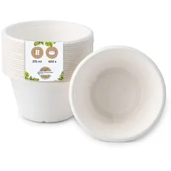 BIOZOYG 600 Stück Suppenbecher 375ml Einwegbecher Ø 10,5cm, kompostierbar, aus Zuckerrohr, umweltfreundliche Bio-Einweg Speisebecher Bagassebecher