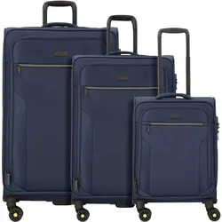 D&N Travel Line 9704 4 Rollen Kofferset 3-teilig mit Dehnfalte, Koffer, Blau