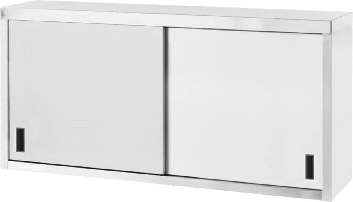 HENDI Profi Line Hangkast met schuifdeuren van gelast roestvast staal, B/D/H: 120 x 40 x 60 cm