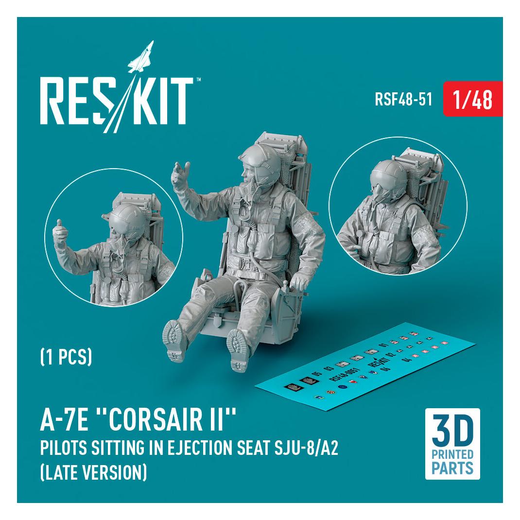 ResKit A-7E Corsair II pilot sitting in ejection seat SJU-8/A2 (late version) (3D Printed) (1 pcs) (RSF48-0051)