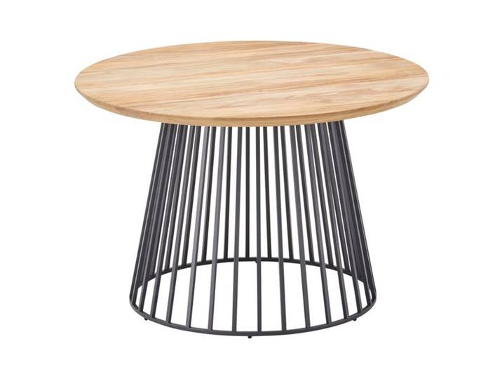 Solpuri Grid Loungetisch Ø45cm Aluminium/Teak