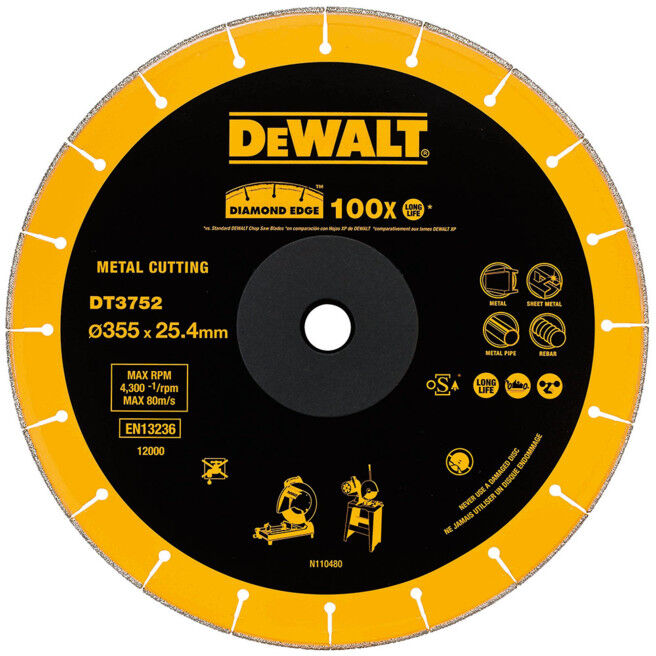 Lame de scie diamant DEWALT métal 355x25,4 mm DT3752-QZ (DT3752-QZ)