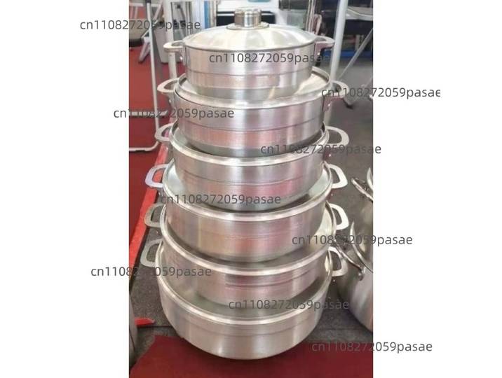 Batterie de cuisine en aluminium antiadhésive, 6 pièces, comprenant une marmite à soupe ronde et un grand faitout, ensemble d'ustensiles de cuisson en fonte