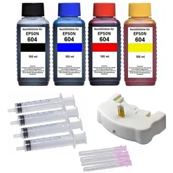 Nachfüllset 400 ml Druckertinte + USB Chipresetter für Epson 604, 604XL Druckerpatronen