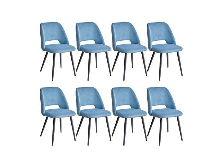 LuxusKollektion Esszimmerstuhl Esszimmerstuhl Küchenstuhl Cordstreifen Hohlrücken Blau 8er-Set