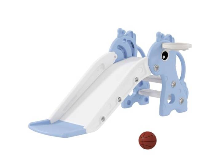 AIYAPLAY Kinder Rutsche 3-in-1 mit Basketballkorb für 1-3 Jahre Kinder Blau