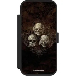 Nivocase Klapphülle für Apple iPhone Air Handyhülle aus Kunst Leder NIVOflip schwarz Art Gothic Totenköpfe (Apple iPhone Air), Smartphone Hülle, Schwarz