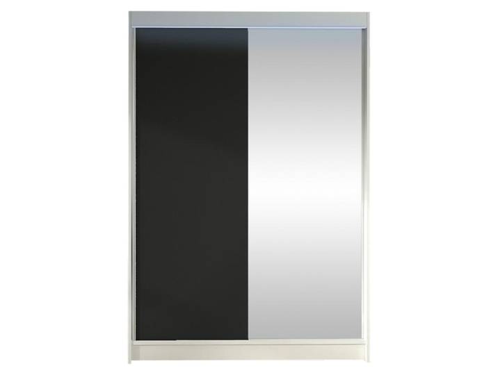 MIRJAN24 Schiebetürenschrank Lino I, mit Spiegel, Kleiderschrank vom Hersteller (Weiß / Schwarz, mit RGB LED Beleuchtung)