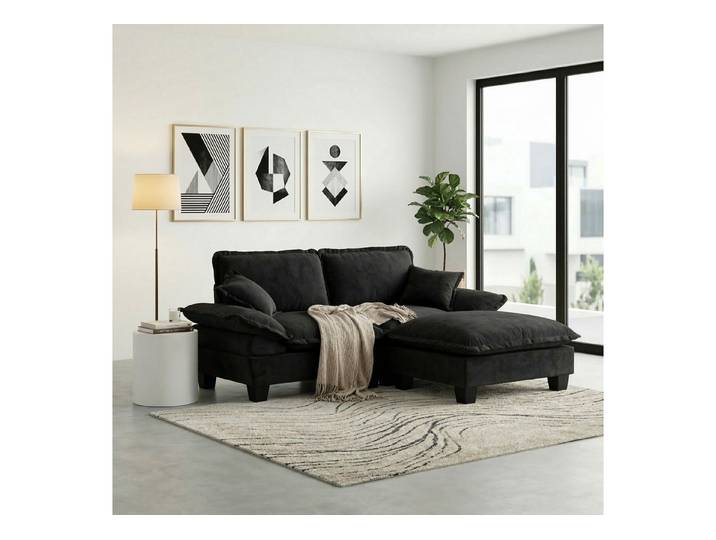 REDOM Ecksofa für Apartments & Wohnzimmer, mit Segelboot-Design, inklusive 1 beweglichem Ottomane & 2 weichen Kissen. 1 Teile