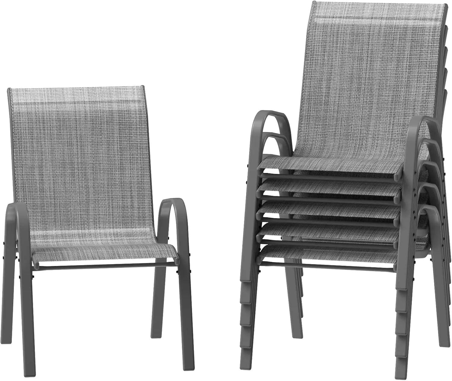 Gartenstühle - Stapelbare Gartenstühle - Gartenstühle-Sets - Gartenmöbel - Wetterfester Stahl - Atmungsaktives Netzgewebe