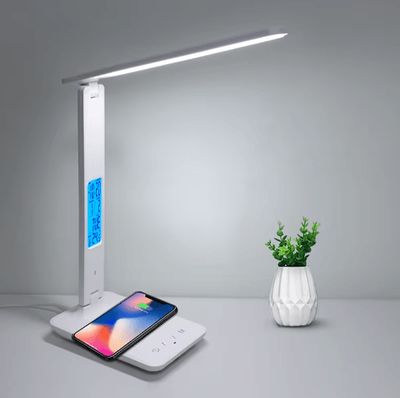 Inspire Picks 10W Wireless Charging LED Desk Lamp With Clock, Calendar & Eye Protection white With Calendar multi 10w