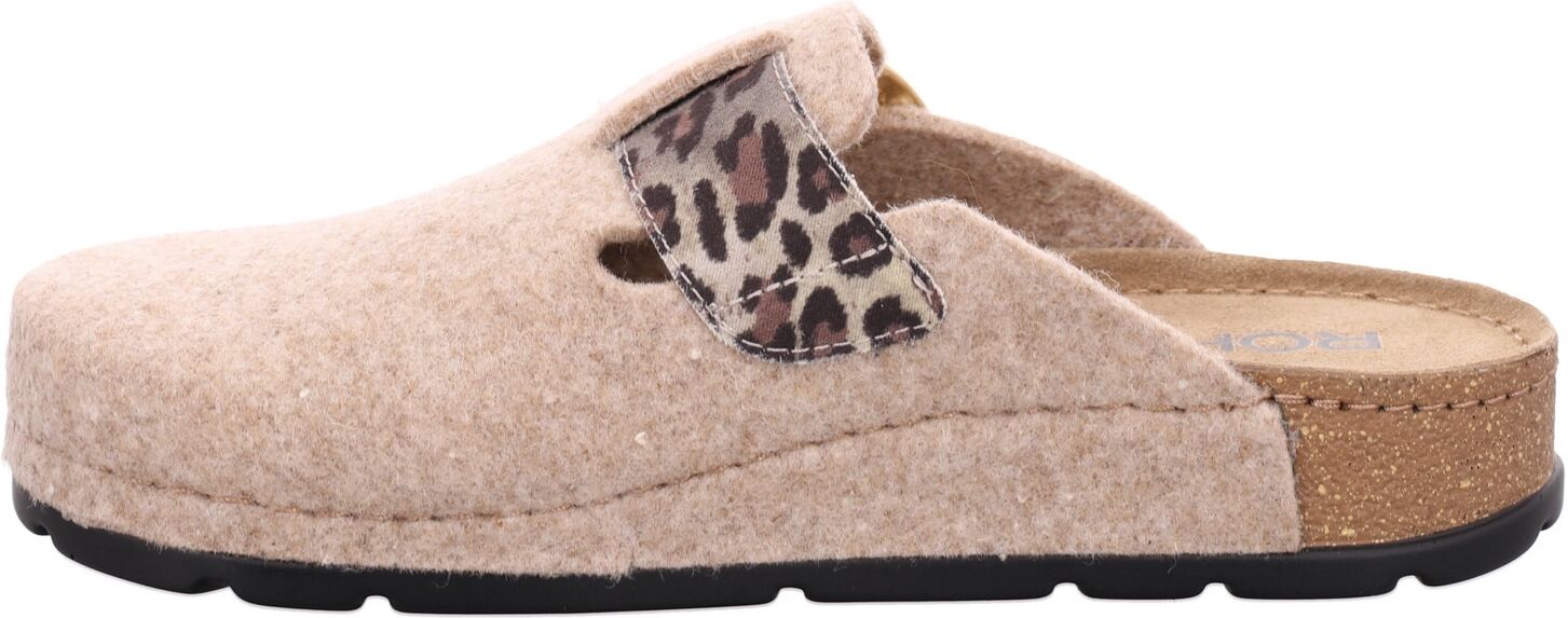 Pantoffel ROHDE "SOAVE", Damen, Gr. 41, Filz, beige, Schuhe Pantoffel, Hausschuh, Filz Clog, Homeslipper mit Plateausohle