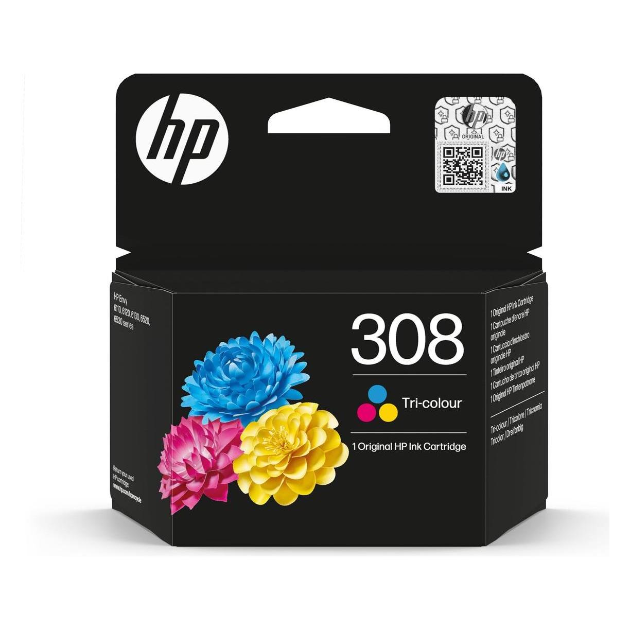 HP Hewlett-Packard 308 Tri-Color Original Ink Cartridge, 308 Tri-Color (7FP20UE#30A)