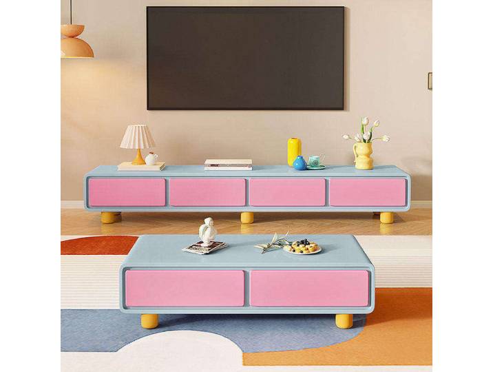 Meuble TV Premium Unique Glamour avec Rangement, Style Dopamine, Meuble TV Moderne pour Salon, Meuble TV Suspendu