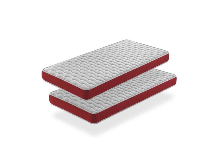 LOT X2 Matelas en mousse respirante 80X190 VELVET Epaisseur 14 CM Ergonomique et adaptable