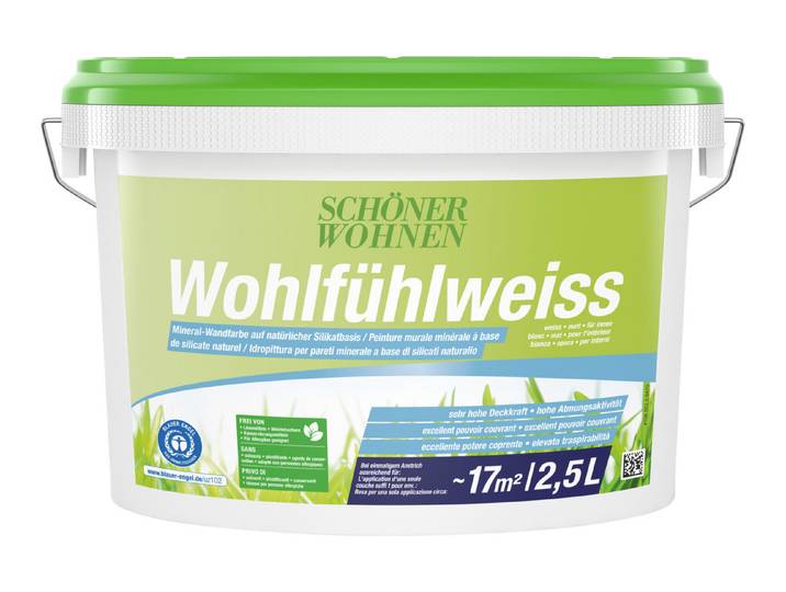 Schöner Wohnen Wand- und Deckenfarbe Wohlfühlweiss Matt 2.5 l