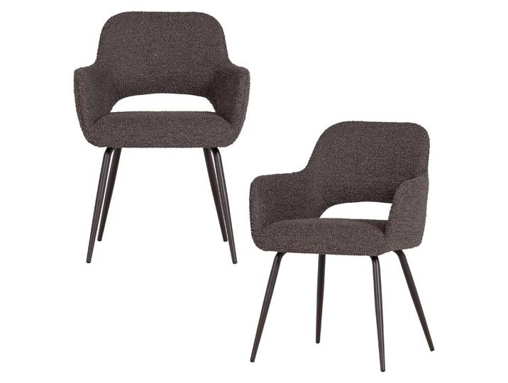 Jenny\, ensemble de deux chaises de salle à manger\, revêtement bouclé\, couleur marron mélangée