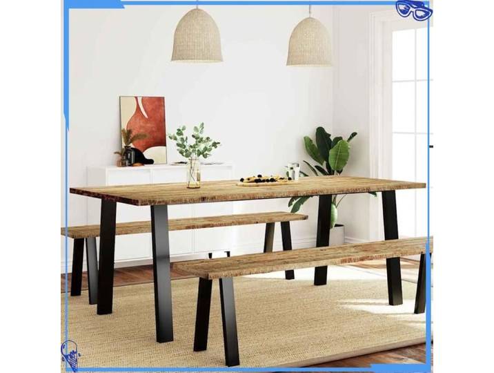 Table à manger d - 200x90x75 cm - Bois d'acacia - Noir - Confort et Style Réunis - Parfait pour la Décoration - Pour Intérieur