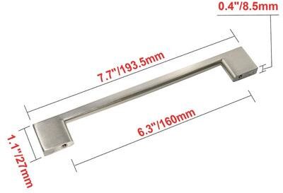 "Utopia Alley Brax II Pull Handle - Metal Drawer Pull Handle, Brushed Nickel 6.3"" Center to Center"