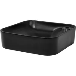 LuxeBath Waschbecken inkl. Ablaufgarnitur Schwarz ohne Überlauf 43x43x12 cm Schwarz aus Keramik ML-Design