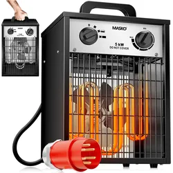 MASKO® Elektroheizer Heizlüfter Bauheizer mit integriertem Thermostat elektrisch Heizgerät mit 3 Heizstufen Heizgebläse für Innen- und Außeneinsatz Überlastschutz Elektroheizgebläse