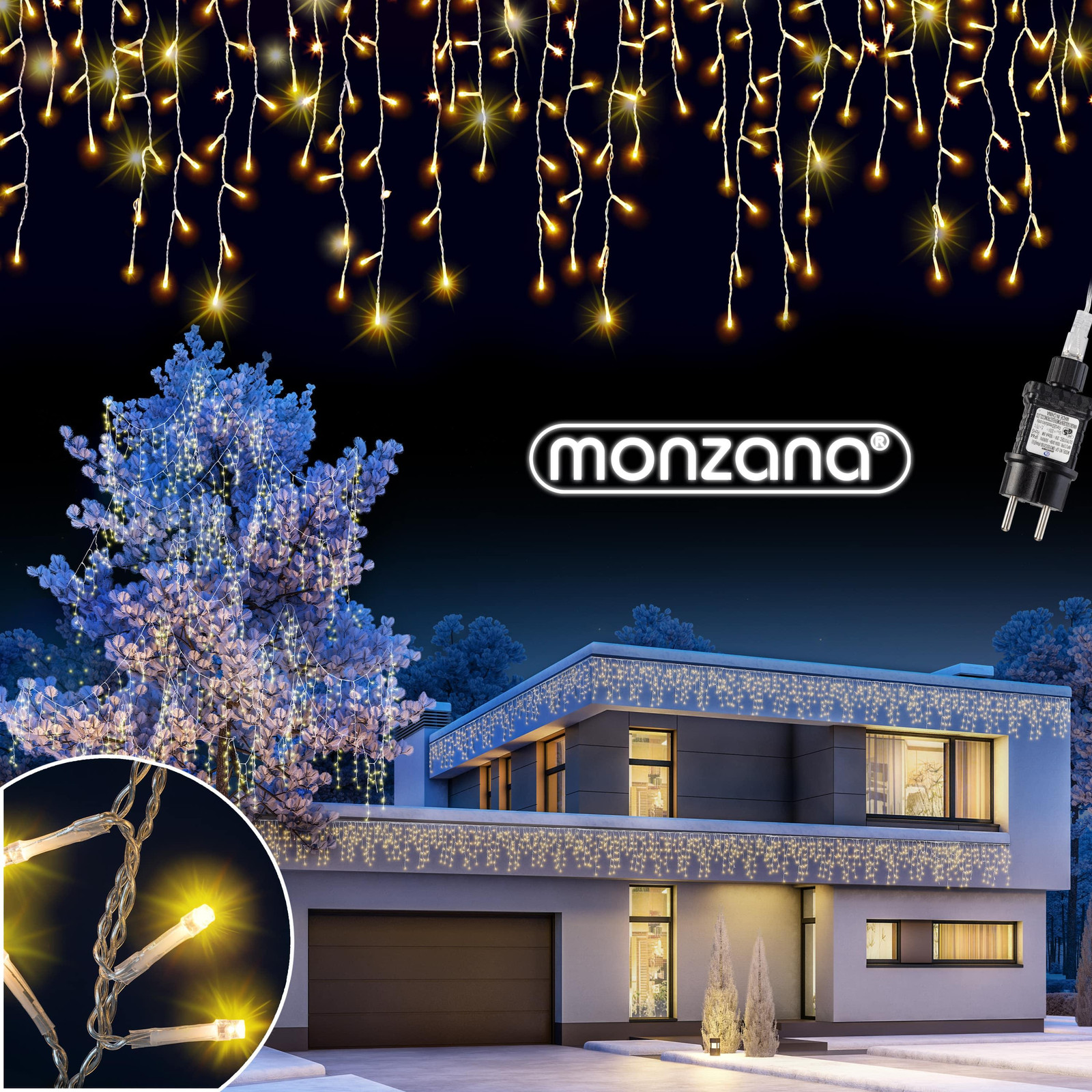 Monzana Kerstverlichting LED Lichtsnoer Warmwit 10m
