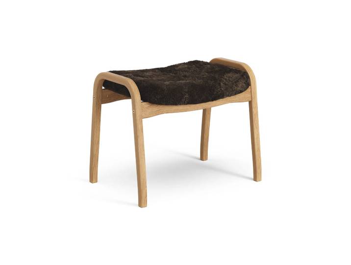 Swedese Lamino Fußhocker Eiche geölt/Schaffell Espresso (braun)