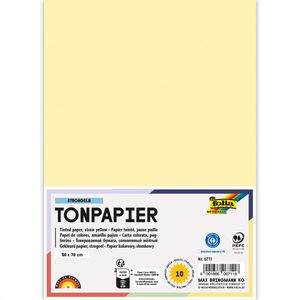 Folia Tonpapier 6711, 50 x 70cm, strohgelb, 130g/m², 10 Blatt