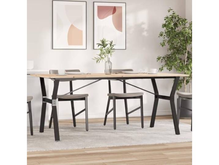 HEFZGDB Esstisch Y-Gestell 180x90x75 cm Massivholz Kiefer und Stahl mit robuster Tischplatte für rustikales Ambiente und langlebige Stabilität
