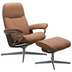 Stressless Sessel mit Hocker Consul Cross Leder Braun Batick Latte L (Large)