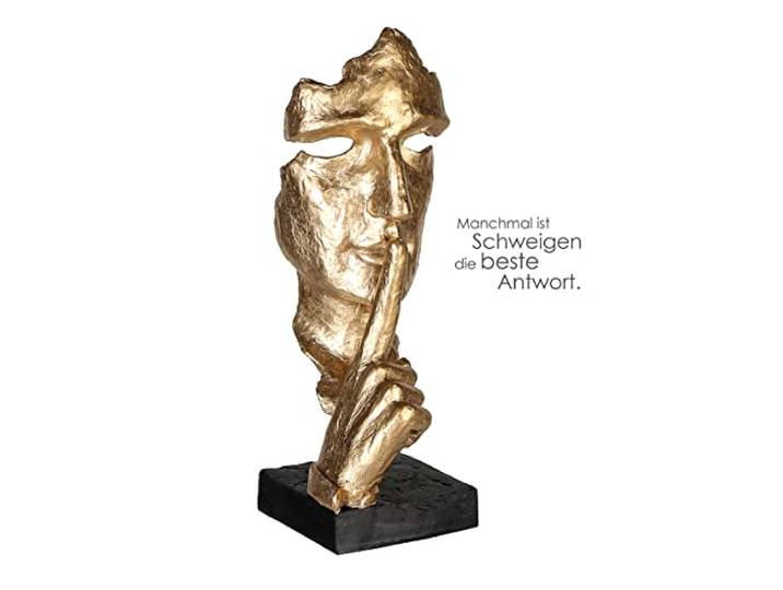 Casablanca Statue Visage Silence\, Résine Dorée 39 cm Une touche d'art moderne raffinée. Trouve sa place au salon comme au bureau. Une jolie idée cadeau à offrir.