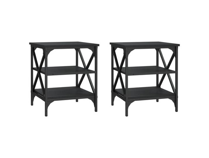 furnicato Beistelltisch 2er Set Beistelltische 40x42x50 cm Schwarz (2-St), Stabile Couchtische mit Stauraum und verstellbaren Beinen für Wohnraum