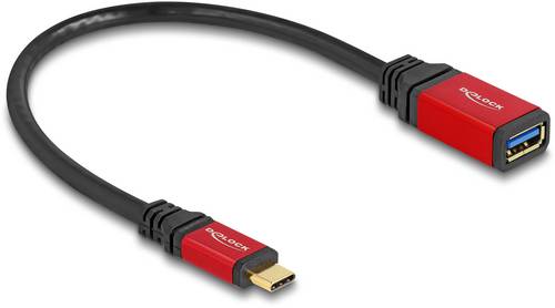 Delock USB-C Kabel USB-C Stecker, USB-A Buchse 0.15m Schwarz, Rot 60172