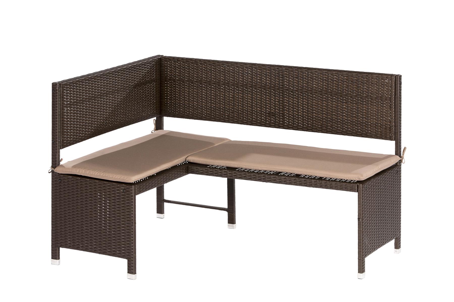MERXXHANDELS Eckbank braun Stahl/Kunststoffgeflecht 09244937