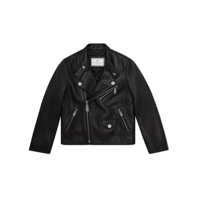Bikerjacke PHILIPP PLEIN "Leder-Bikerjacke", Herren, Gr. 10, schwarz (02, schwarz), Futter: 100% Polyester. Außenmaterial: 100% Lamm Leder. Füllung: 100% Polyester, Jacken