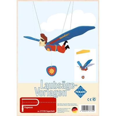 PEBARO 377/3S - Laubsägevorlage Mobile Superheld, Superman, 2 Platten, Größe DIN A4
