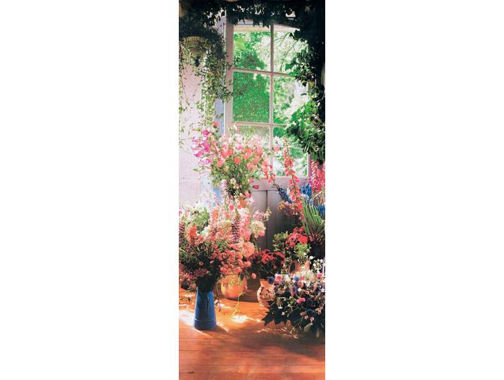 Fototapete PAPERMOON Sweet Peas in Door - Türtapete , bunt, B:0,9m L:2m, Vlies, Tapeten, Fototapete