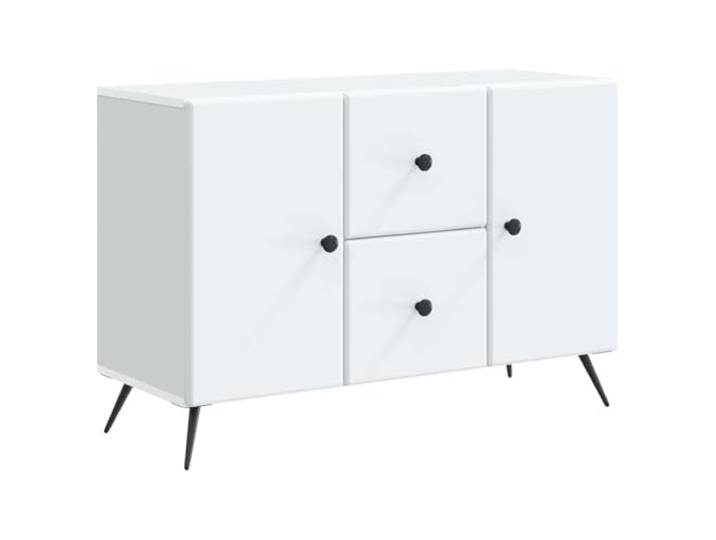 GFMGUEMV Sideboard Weiß 89 x 34,5 x 60 cm Holzwerkstoff mit LED-Beleuchtung Moderne Aufbewahrung, LED-Beleuchtung, Fächer und Schubladen, vielseitig nutzbar, einfache Montage