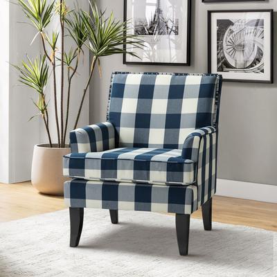 HULALA HOME Akorda French Country Armchair with Nailhead Trim and Solid Wood Legs