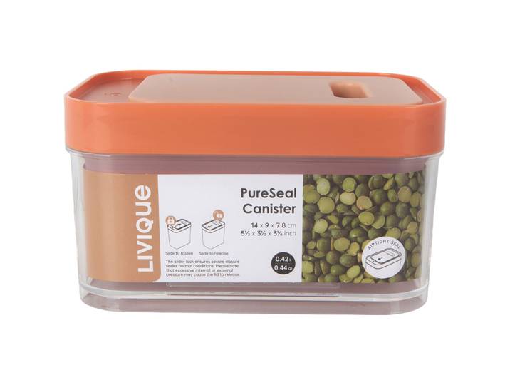 Vorratsbehälter 420ml mit Deckel orange - Material: PS, Silikon, ABS - Vorratsdose