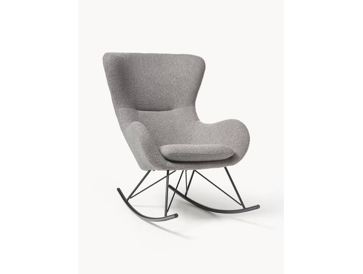 Fauteuil à bascule en peluche avec pieds en métal Teddy Rocking Chair Wing