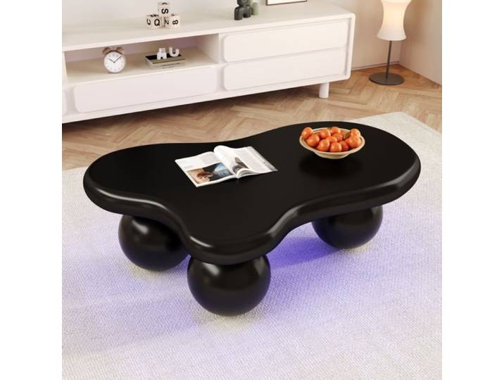 Table basse clouds - Table basse noir avec lumière LED - Table basse de salon - Style moderne - 95x62.5x32 cm - pour chambre