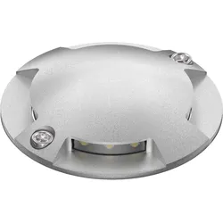 ledscom.de LED Bodenleuchte, Wegmarkierung BUNDA für außen, IP67, 4-flammig, aluminium, rund, 70mm Ø, kaltweiß