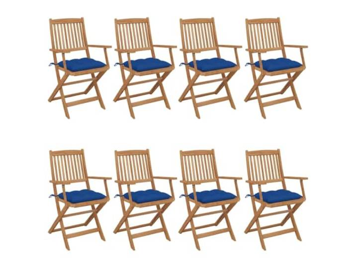 LKJephalotrop 8er Set Klappstühle Akazienholz mit Blauen Kissen Klappbare Hochlehner Holzstühle für Terrasse & Balkon. Inklusive Sitzkissen in Blau für komfortablen Sitzgenuss.