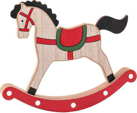 Deko-Schaukelpferd aus Holz, rot/natur