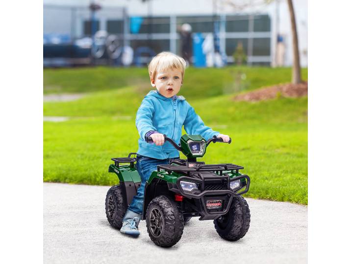 HOMCOM Quad électrique enfant 12V, voiture électrique enfants, double moteur, phares et musique, 88x45x50cm, vert