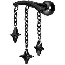 Titan Ohrpiercing mit Innengewinde BOGEN + 3 STERNE